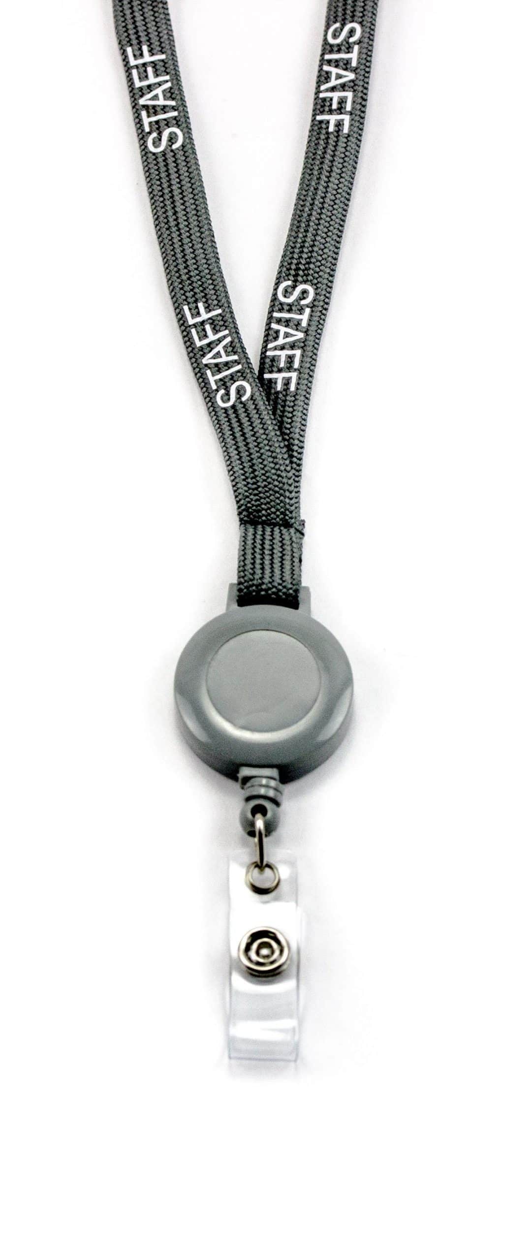 Retractable Lanyard Lanyo STAFF - Grey - Red Strawberry Solutions